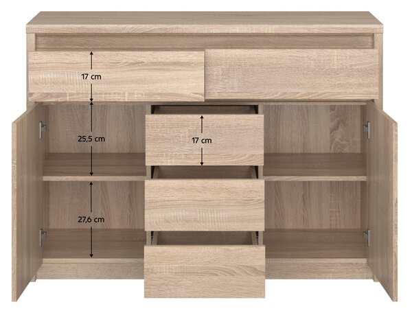 KONDELA Komód, DTD laminált, tölgy sonoma, NORTY TYP 10