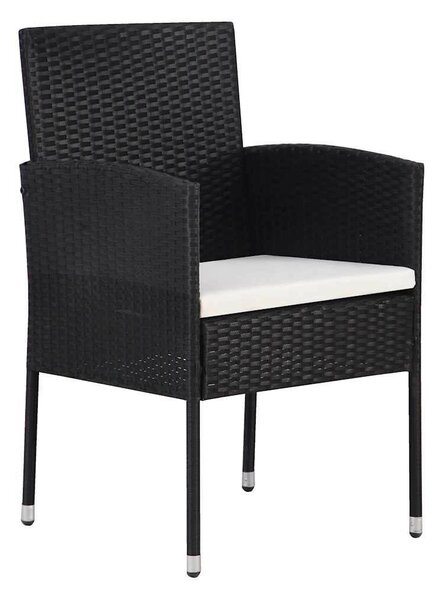 Kert étkező szett párnával 5 pcs Fekete polirattan