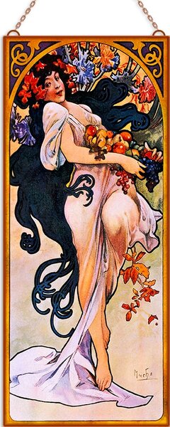 Alfons Mucha - Évszakok III. (Garnitúra) üvegkép, falikép