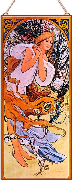 Alfons Mucha - Évszakok III. (Garnitúra) üvegkép, falikép