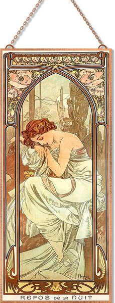 Alfons Mucha - Napszakok (Garnitúra) Pasztell üvegkép, falikép