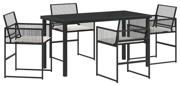 Kert étkező szett 5 pcs Fekete polirattan