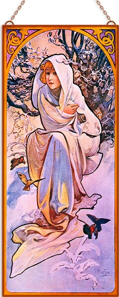 Alfons Mucha - Évszakok III. (Garnitúra) üvegkép, falikép