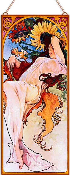 Alfons Mucha - Évszakok III. (Garnitúra) üvegkép, falikép