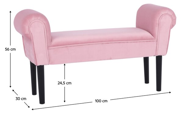 KONDELA Lóca, Velvet szövet, vén rózsaszín/fekete, BURDA
