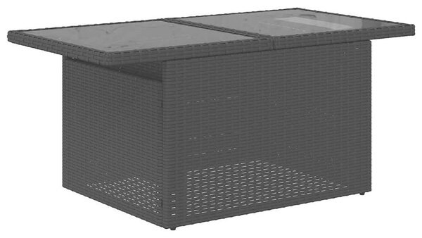 5 részes fekete polyrattan kerti kanapészett párnákkal