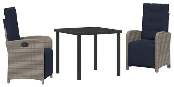 Kert étkező szett párnával 3 pcs Szürke polirattan