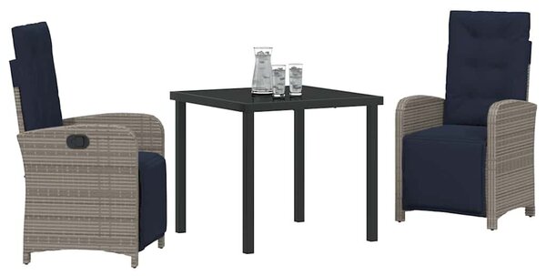 Kert étkező szett párnával 3 pcs Szürke polirattan