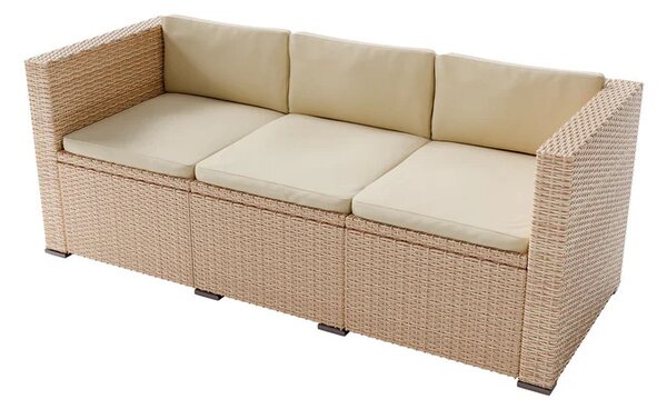 Juskys Punta Cana L kerti rattan szett - krém/pesztgő párnák