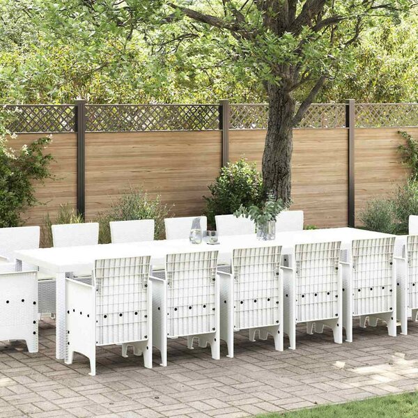 Kert étkező szett 15 pcs Fehér Polt rattan