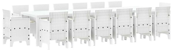 Kert étkező szett 15 pcs Fehér Polt rattan