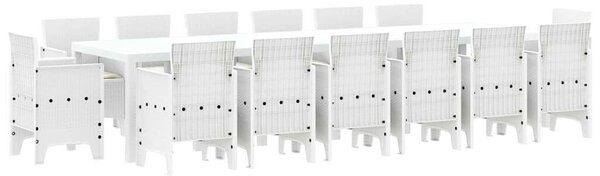 Kert étkező szett 15 pcs Fehér Polt rattan