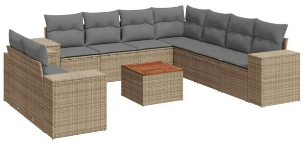 VidaXL Polyrattan Kerti Ülőgarnitúra - 10 részes - Bézs