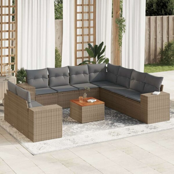 VidaXL Polyrattan Kerti Ülőgarnitúra - 10 részes - Bézs
