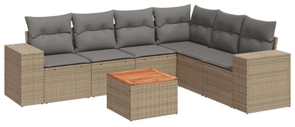 VidaXL Polyrattan Kerti Ülőgarnitúra - 7 részes - Bézs