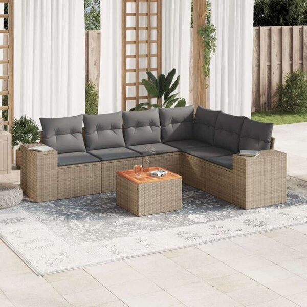 VidaXL Polyrattan Kerti Ülőgarnitúra - 7 részes - Bézs