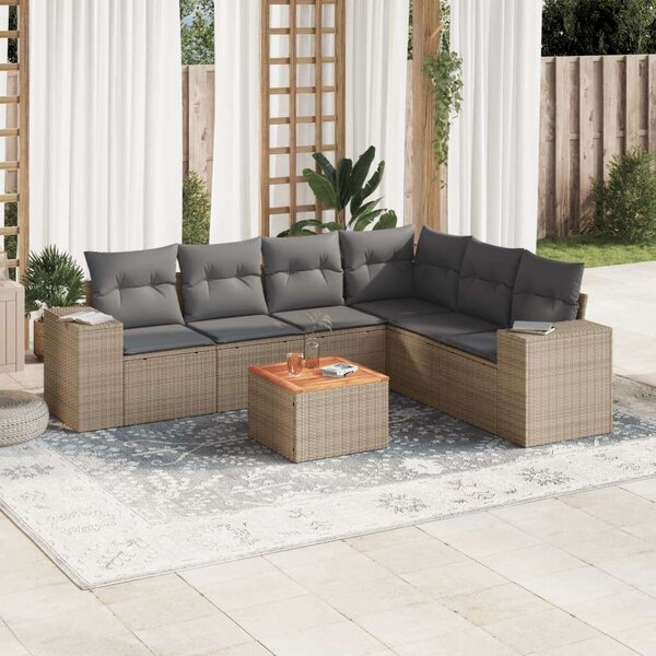 VidaXL Polyrattan Kerti Ülőgarnitúra - 7 részes - Bézs