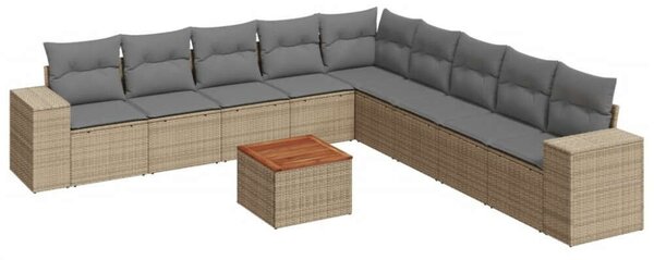 VidaXL Polyrattan Kerti Ülőgarnitúra - 10 részes - Bézs