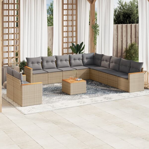 VidaXL Polyrattan Kerti Ülőgarnitúra - 12 részes - Bézs
