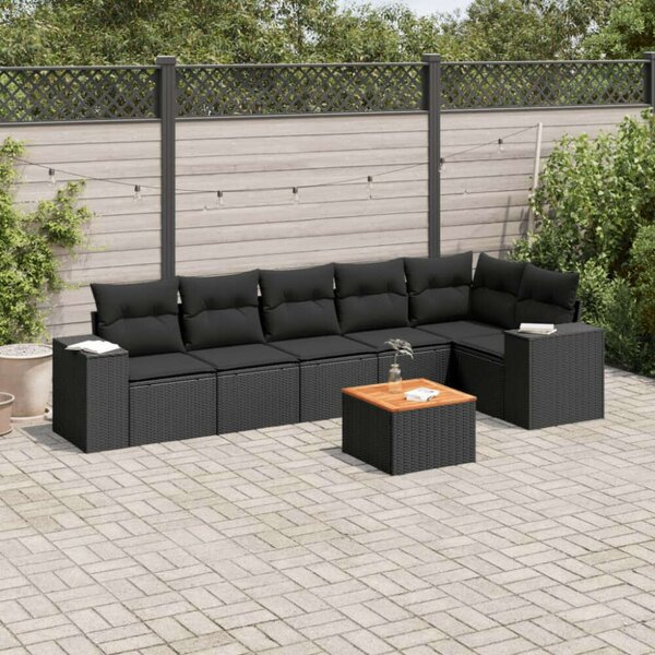 VidaXL Polyrattan Kerti Ülőgarnitúra - 7 részes - Fekete