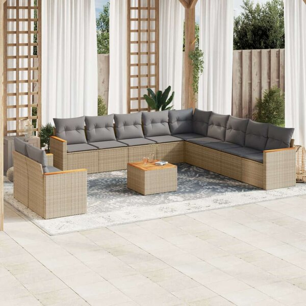 VidaXL Polyrattan Kerti Ülőgarnitúra - 12 részes - Bézs
