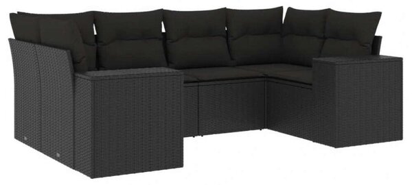 VidaXL Polyrattan Kerti Ülőgarnitúra - 6 részes - Fekete
