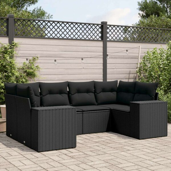 VidaXL Polyrattan Kerti Ülőgarnitúra - 6 részes - Fekete