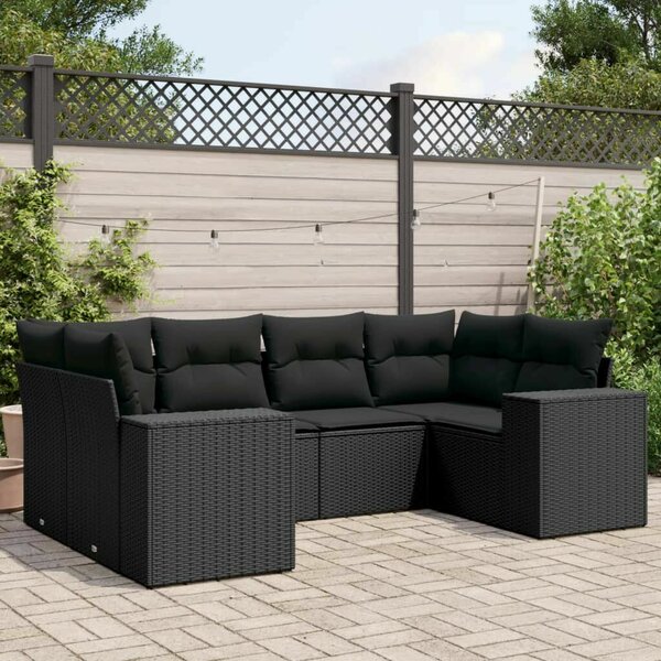 VidaXL Polyrattan Kerti Ülőgarnitúra - 6 részes - Fekete