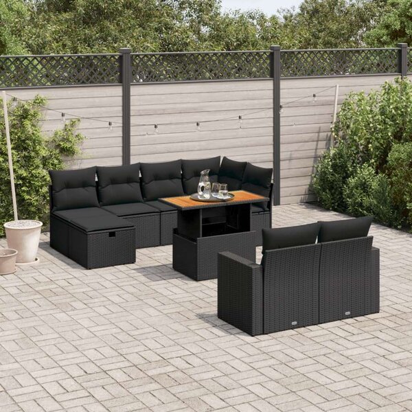VidaXL Polyrattan Kerti Ülőgarnitúra - 11 részes - Fekete