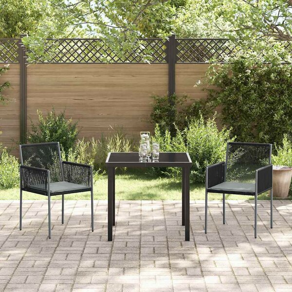 Kert étkező szett 3 pcs Fekete PE Rattan