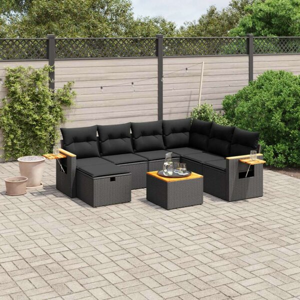 VidaXL Polyrattan Kerti Ülőgarnitúra - 8 részes - Fekete