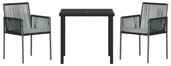 Kert étkező szett 3 pcs Fekete PE Rattan