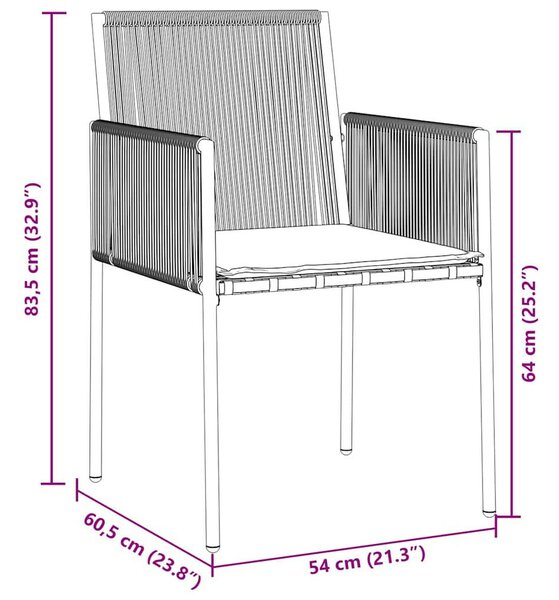 Kert étkező szett 3 pcs Fekete PE Rattan