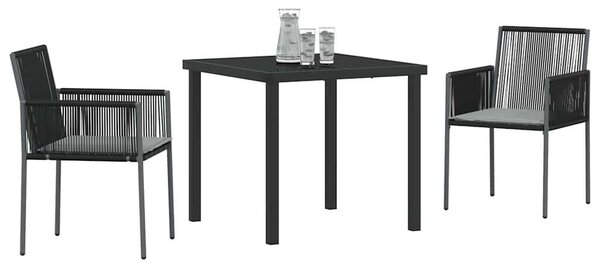 Kert étkező szett 3 pcs Fekete PE Rattan