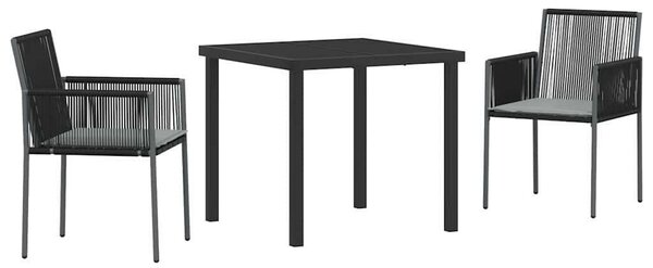Kert étkező szett 3 pcs Fekete PE Rattan