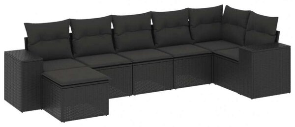 VidaXL Polyrattan Kerti Ülőgarnitúra - 7 részes - Fekete