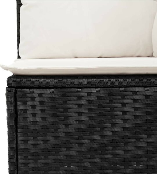 VidaXL 5 részes fekete polyrattan kerti kanapészett párnákkal