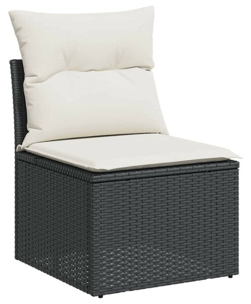 VidaXL 5 részes fekete polyrattan kerti kanapészett párnákkal