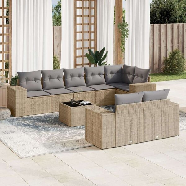 VidaXL Polyrattan Kerti Ülőgarnitúra - 9 részes - Bézs