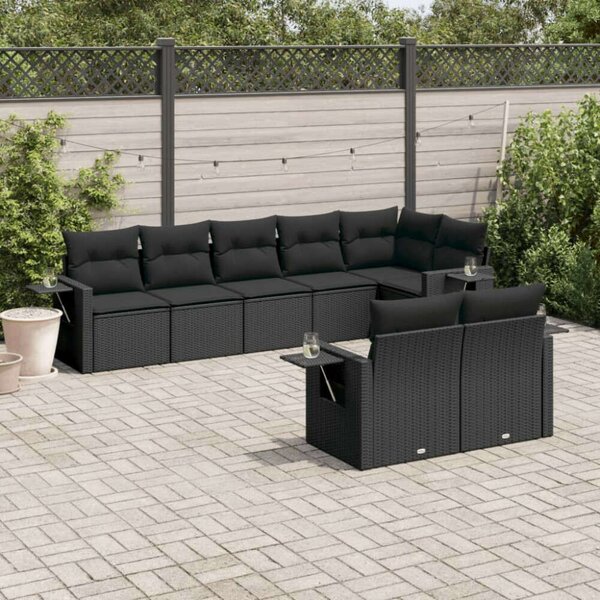 VidaXL Polyrattan Kerti Ülőgarnitúra - 8 részes - Fekete