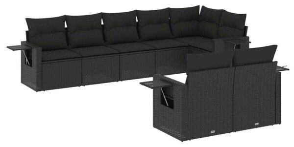 VidaXL Polyrattan Kerti Ülőgarnitúra - 8 részes - Fekete