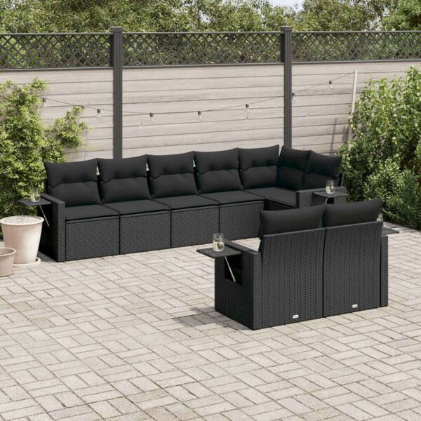 VidaXL Polyrattan Kerti Ülőgarnitúra - 8 részes - Fekete