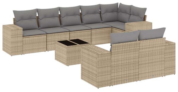 VidaXL Polyrattan Kerti Ülőgarnitúra - 9 részes - Bézs