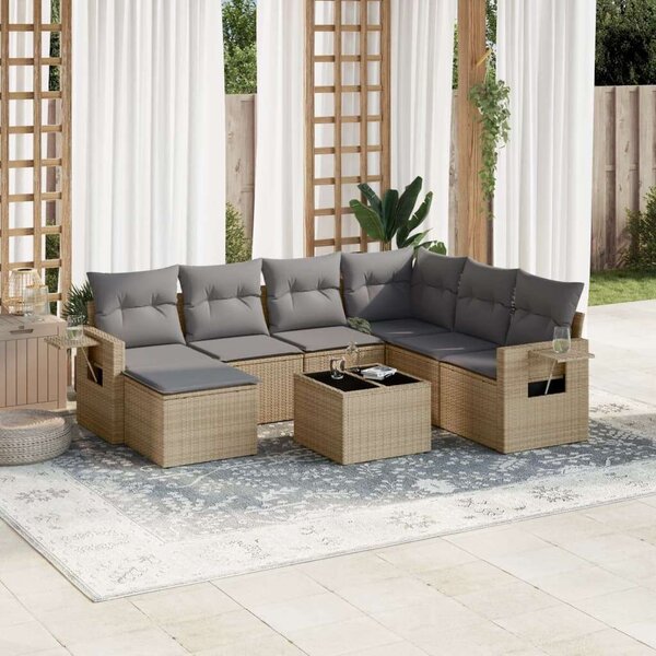 VidaXL Polyrattan Kerti Ülőgarnitúra - 8 részes - Bézs