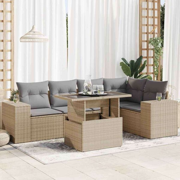 VidaXL Polyrattan Kerti Ülőgarnitúra - 6 részes - Bézs