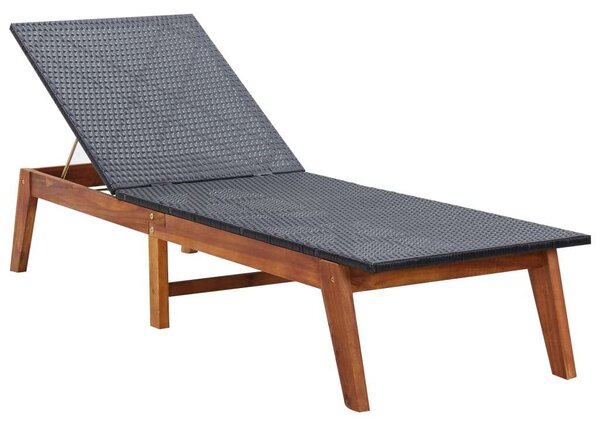 VidaXL Napozóágy szett - Akácfa és PE Rattan - 200cm