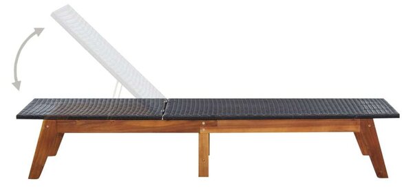 VidaXL Napozóágy szett - Akácfa és PE Rattan - 200cm