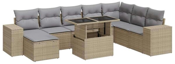 VidaXL Polyrattan Kerti Ülőgarnitúra - 9 részes - Bézs
