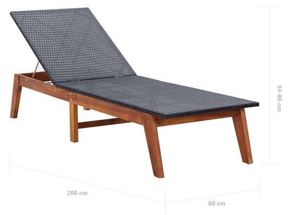 VidaXL Napozóágy szett - Akácfa és PE Rattan - 200cm
