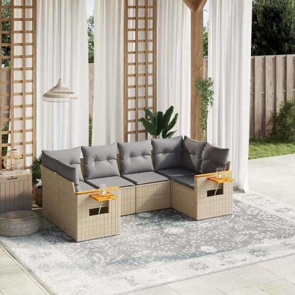 VidaXL Polyrattan Kerti Ülőgarnitúra - 6 részes - Bézs